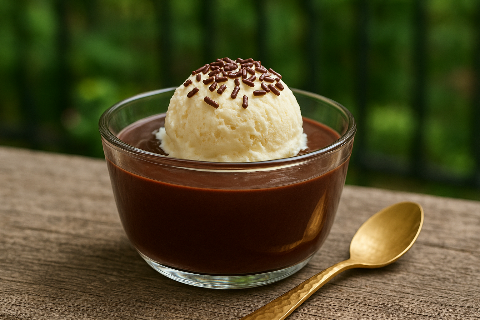  Sensasi Puding Cokelat Es Krim Vanilla dengan Taburan Meses